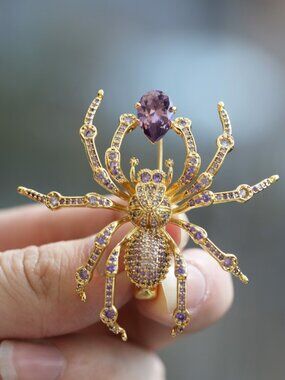 Luxe Spider Brooch - Sparkling Zirconia Insect Statement Pin